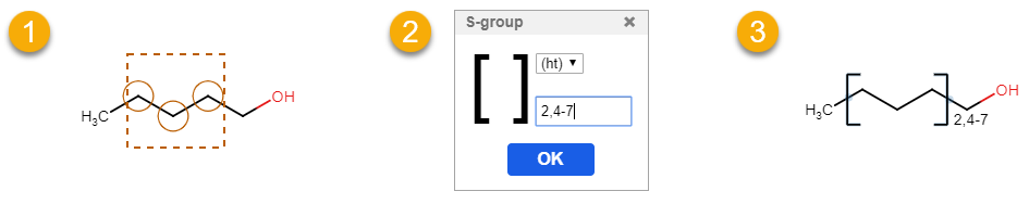 Creating a repetition unit with the s-group tool