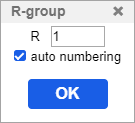 R-group dialog with auto numbering