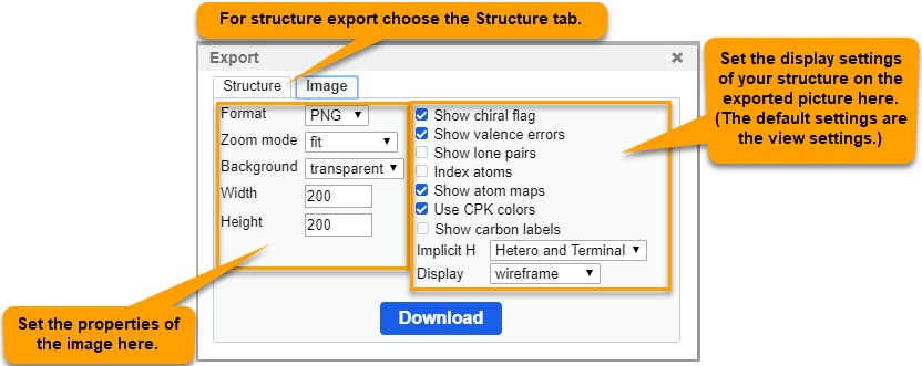 The image export tab of the export dialog