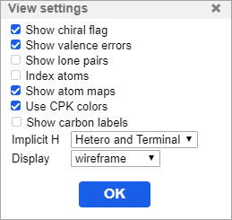The view settings dialog