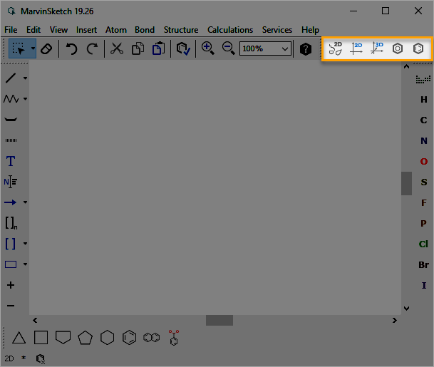 The chemical toolbar of MarvinSketch