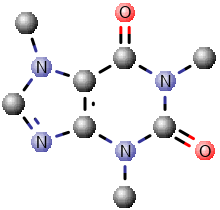 Caffeine molecule ball and stick display