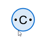 A carbon atom with radicals