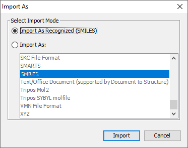 Import as dialog