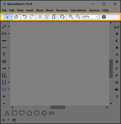 The general toolbar of MarvinSketch
