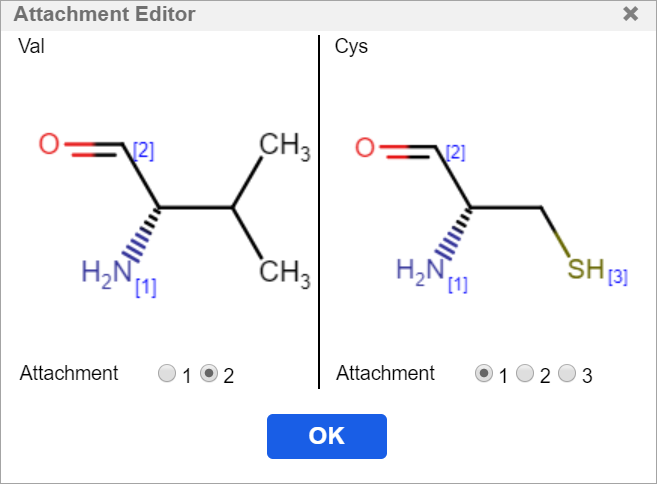 The attachment editor dialog