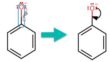 Drawing a double electron flow arrow from an atom to a bond