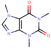 Caffeine molecule stick display