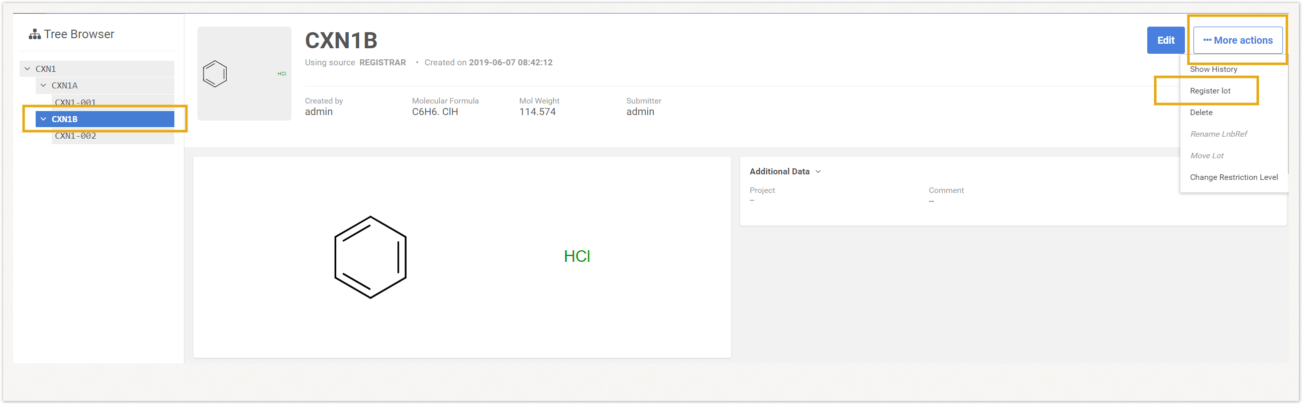 Register a new lot - Documentation